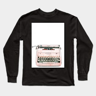 Digital Retro Relic Collection Vintage Pink Typewriter Long Sleeve T-Shirt